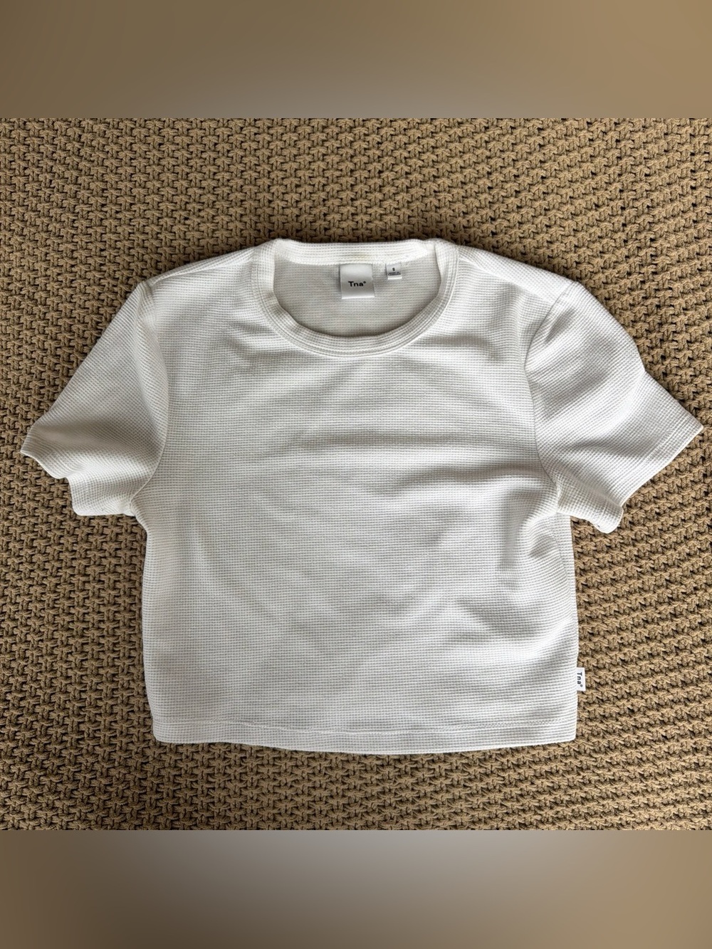 White Waffle Knit TNA Tee